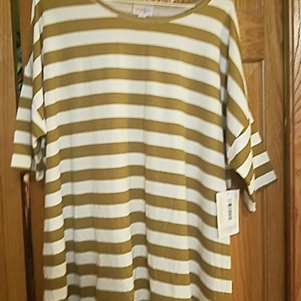 Irma top brand new. Gold/white stripes